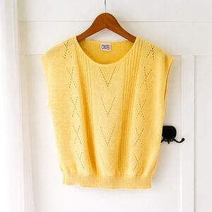 Butter Yellow Knit Vest • French Minimal Pointelle • Soft Spring Layer